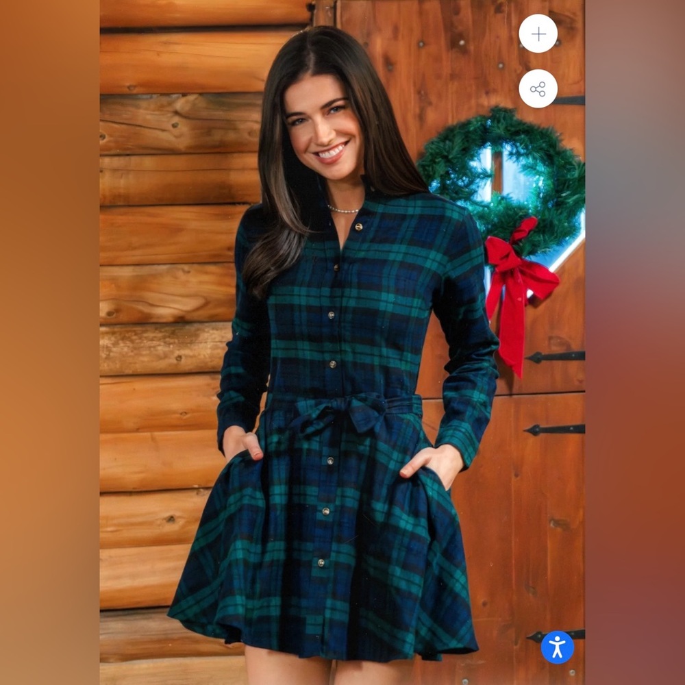 Kiel James Patrick Cozy Cabin Flannel Dress- Green Black Plaid- XXL
